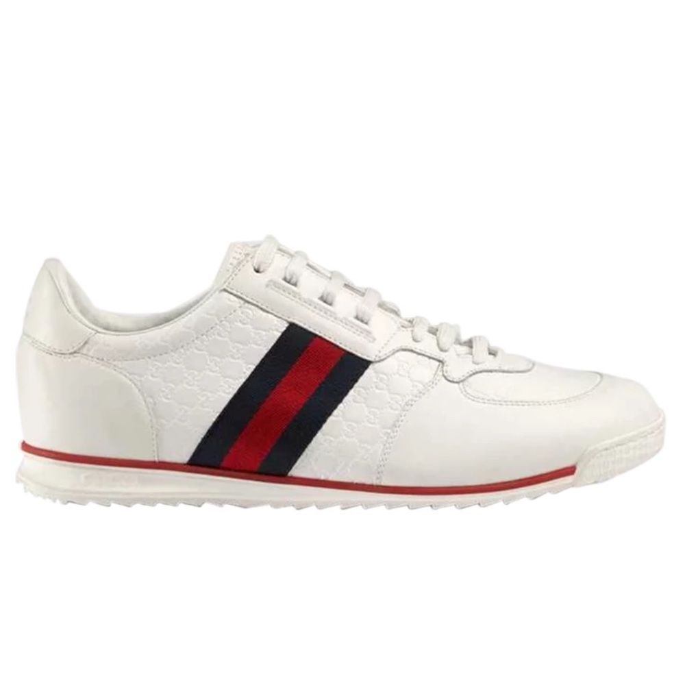 Gucci Leather Web Sneaker 'White' , 233334  Size 11